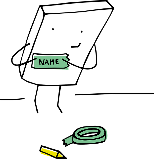 漫画のキャラクターに付けられた名前を表す図