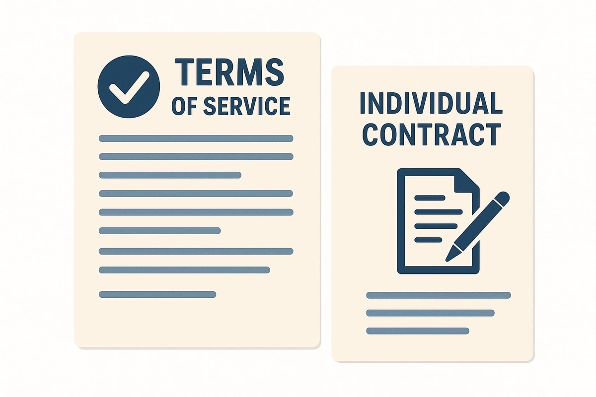 利用規約と個別契約との対比