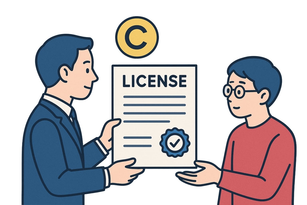 著作権のライセンスを付与する様子