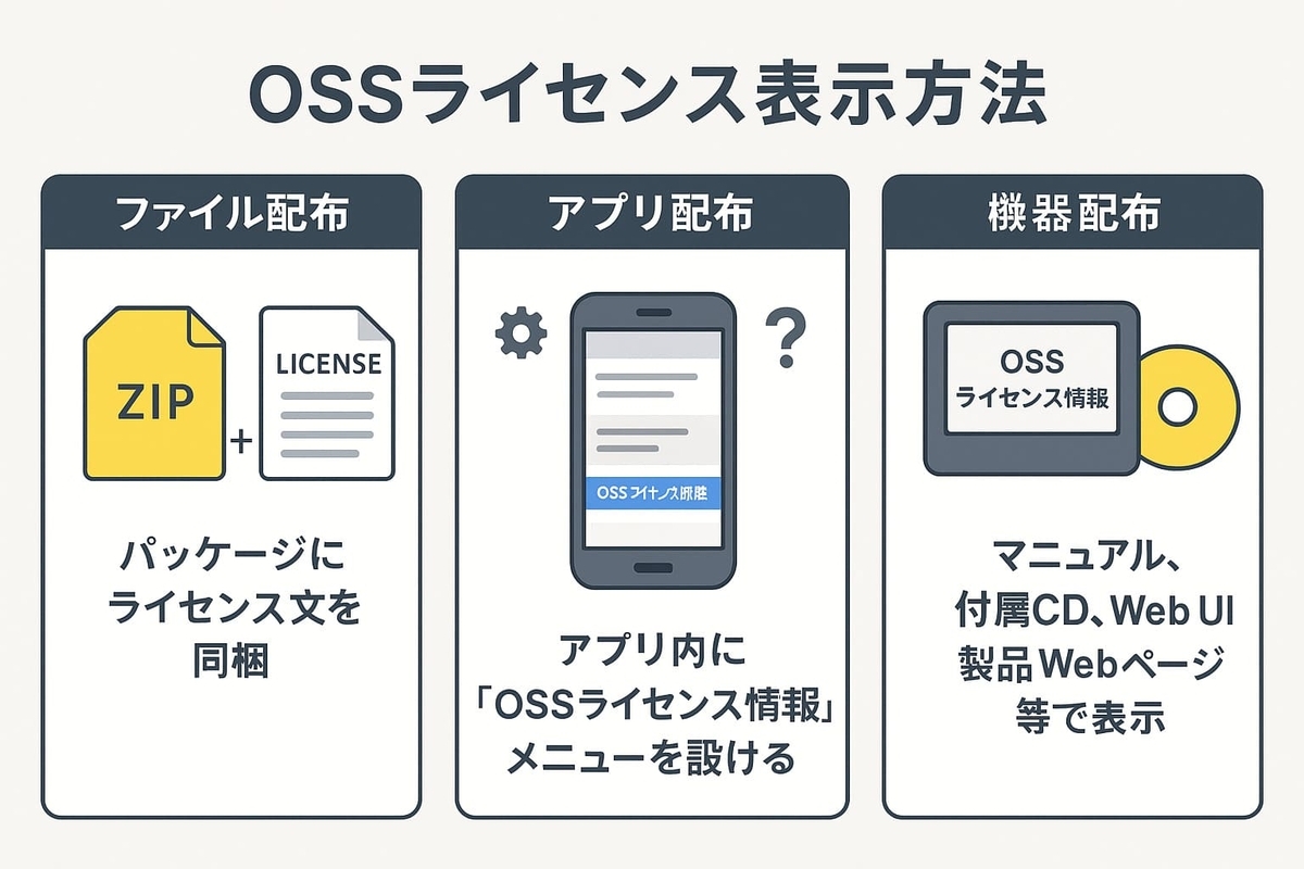 OSSライセンスを表示する方法一覧