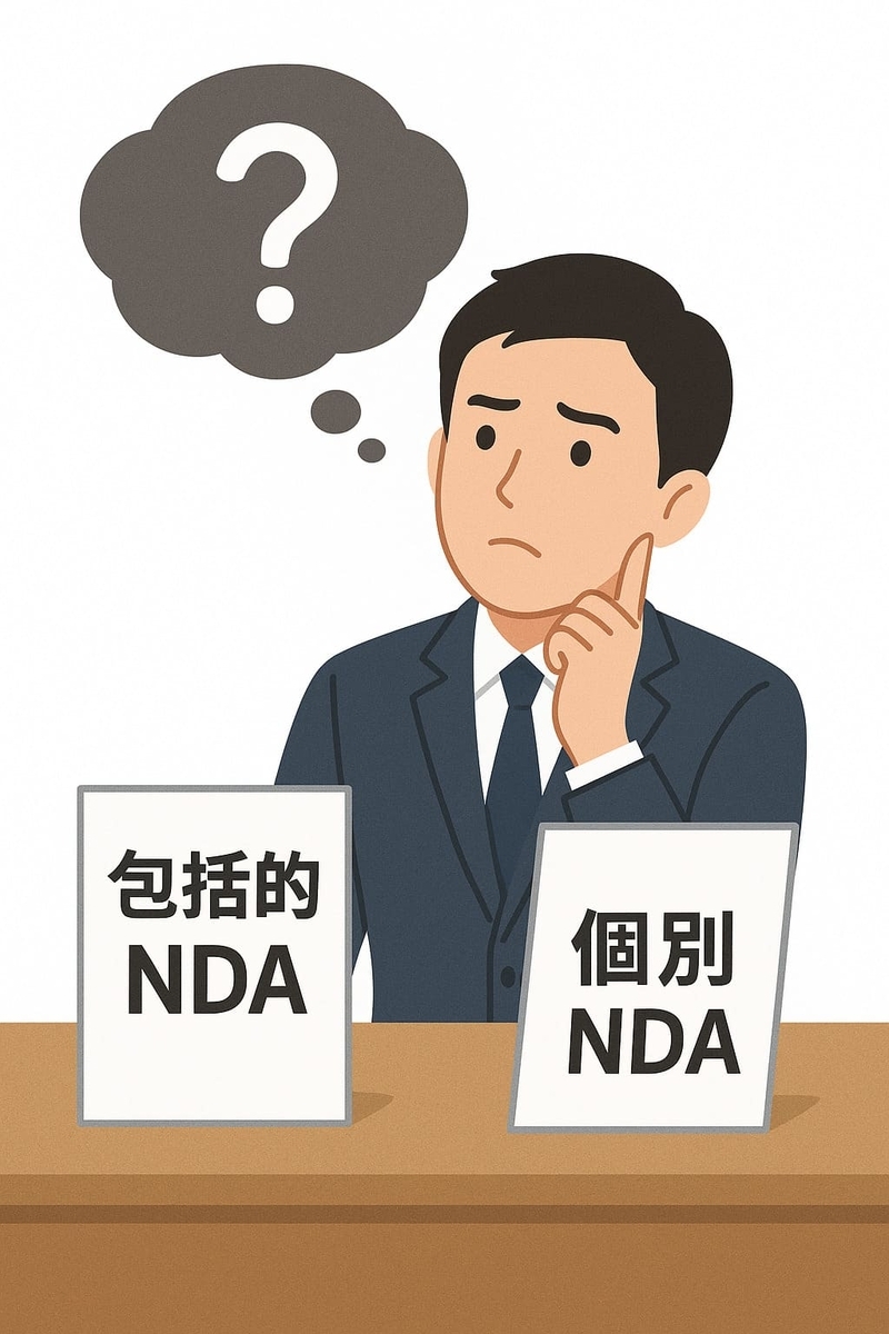 包括的NDAと個別NDAのどちらを結ぶか迷っている社員