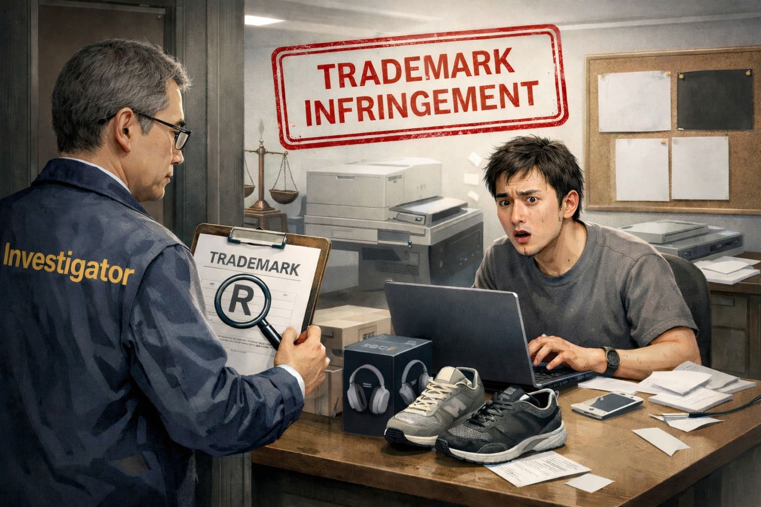 商標権侵害をしている者へ対応する様子