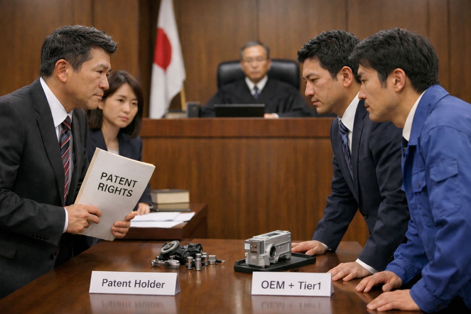 特許権侵害訴訟で、完成品メーカーとともに補助参加する部品メーカー