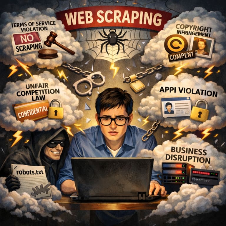 Webスクレイピングを行う上での法的リスクに頭を悩ませるユーザー