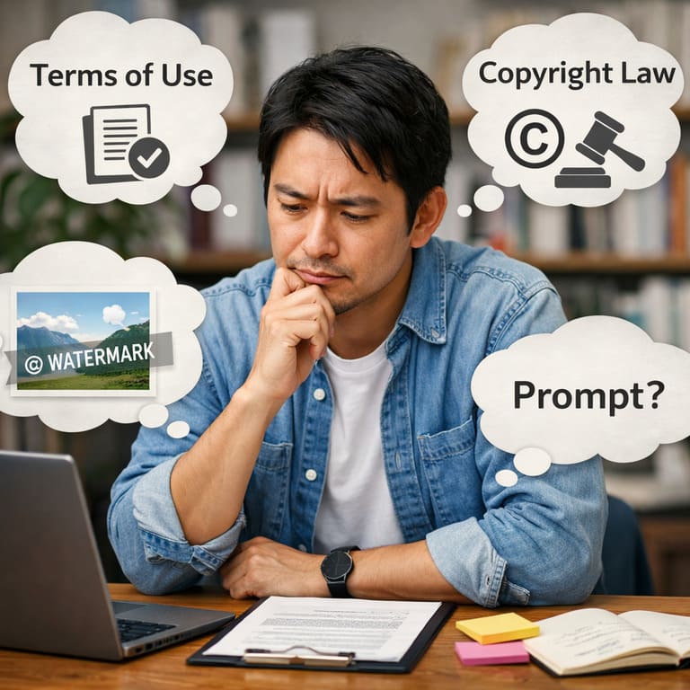 AI生成画像を利用する際の条件を考えているユーザー