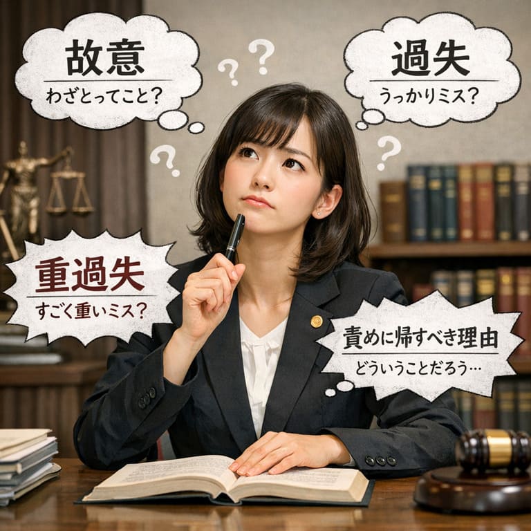 法的思考にふける若手弁護士