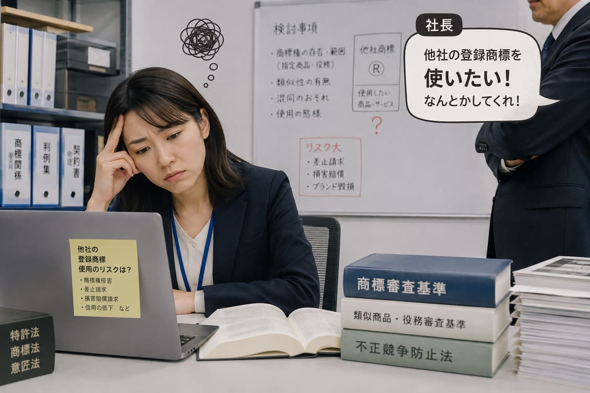 他社の登録商標を使いたい！と社長から言われて、頭を悩ませている知財部員