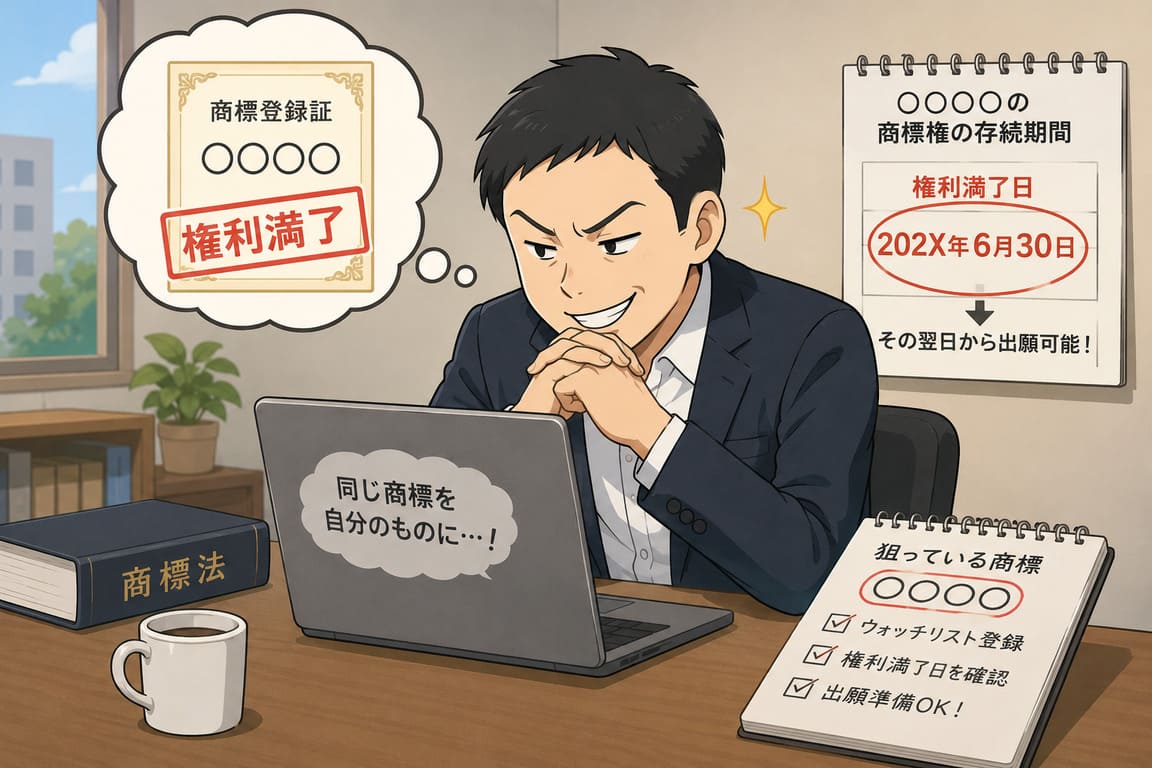 他人の商標登録の権利満了後、同じ商標を取得しようと狙っている人