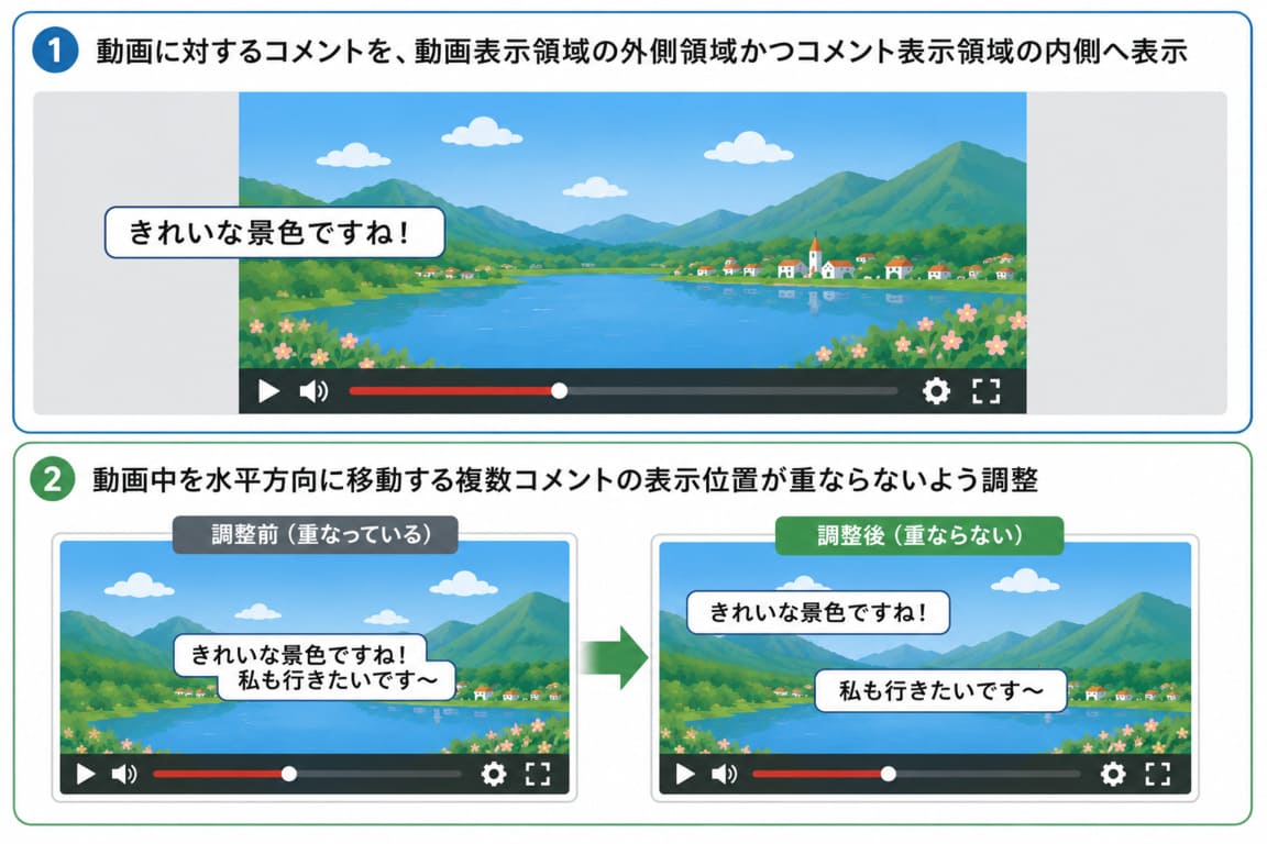 分割出願時の特徴となるコメント表示機能